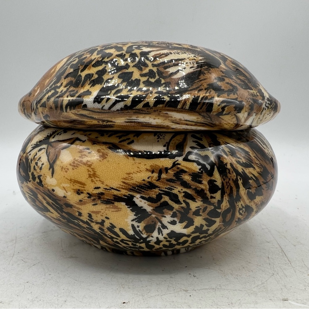 LaVie decoupaged African Animals Trinket Box    Decoupage over glass